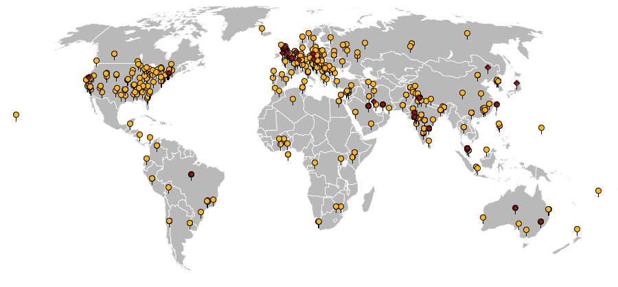  red flags mark pharmacy purchases; yellow flags mark new infections